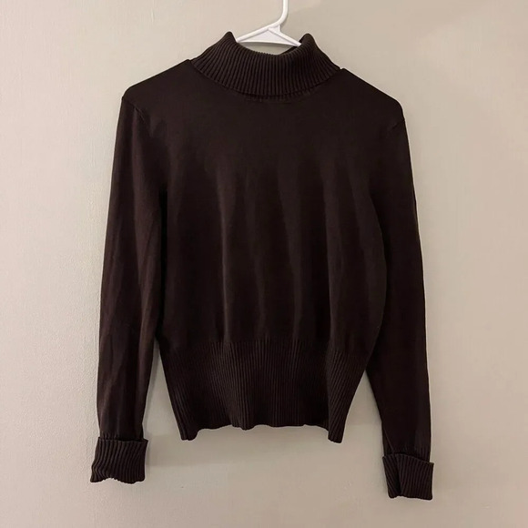 Nygard Collection Women Brown Silk Ribbed Pullover Sweater M Turtleneck Knit - Picture 4 of 10